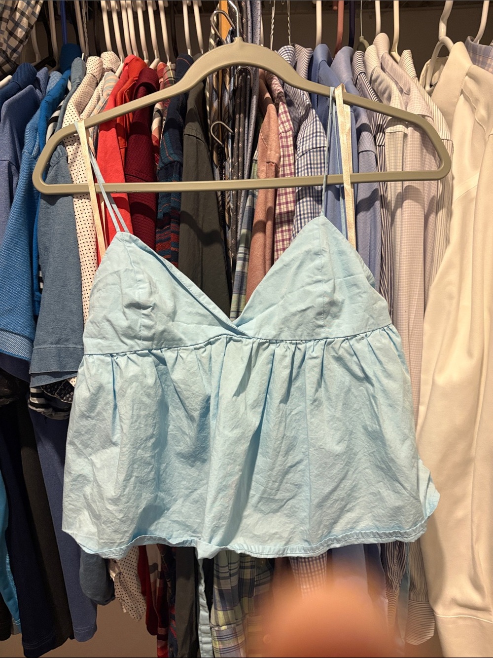 BCBGeneration Light Blue Crop Top with Elastic Detail
